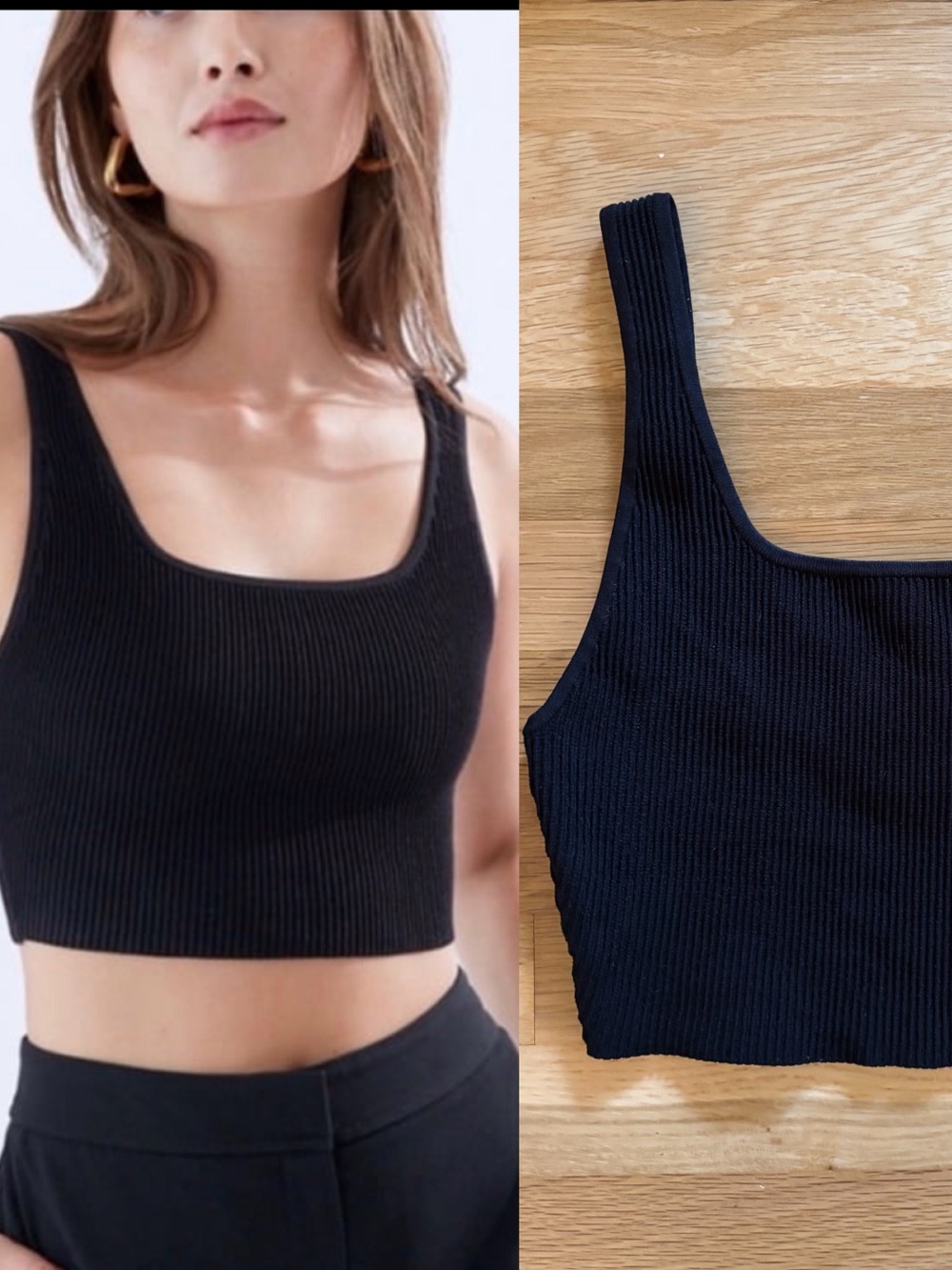 Aritzia babaton squareneck cropped tank in Black